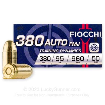 380 Auto - 95 Grain FMJ - Fiocchi - 1000 Rounds - $284 