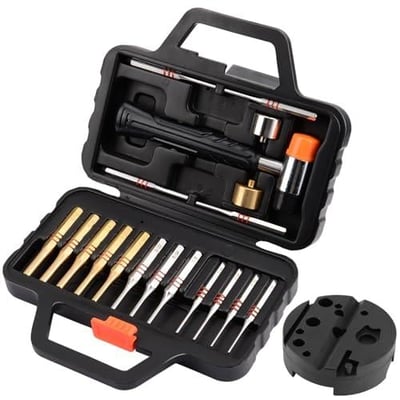 Punch Set,Brass Punch Set and Roll Pin Punch Set Made of Solid Material Including Steel Pin Punch Set and Bench Block, Hammer with Detachable Heads,Punch Set with Portable Storage Case - $29.59 After Code “JUEO6PP9” (20%OFF) (Free S/H over $25)