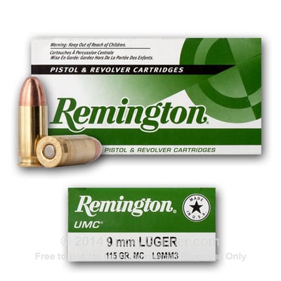 Remington UMC 9mm 115 gr MC 500 Rounds - $140