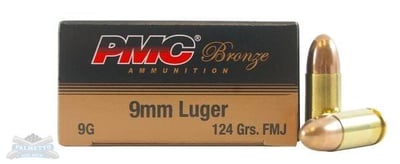 PMC Bronze 9mm 124gr FMJ Ammunition 50rds - 9G - $12.99 
