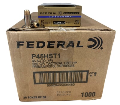Federal LE Premium HST Tactical 45ACP 230GR JHP Ammunition 1000rd CASE - $599.99 + Free Shipping 