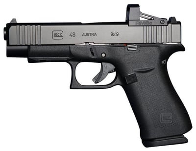 Glock PA4850201FRMOS G48 MOS Compact 9mm Luger 4.17" 10+1 Black nDLC Steel w/Front Serrations Slide Black Rough - $485