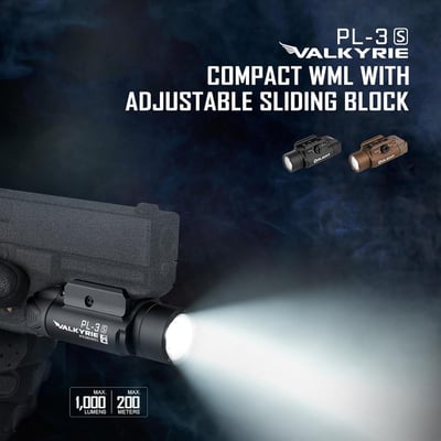 OLIGHT PL-3S Valkyrie 1000 Lumens Compact Weaponlight Rail-Mounted Tactical Light LED with Rail Locating Keys for 1913 Picatinny, GL Style (Black) - $50.39 + FREE Shipping