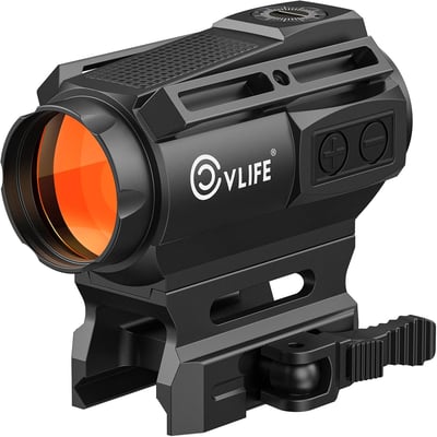 CVLIFE 25mm Large Lens Solar Red Dot Sight, Multi-Reticle Motion Awake Quick-Release Scope, 2 MOA Dot and 70 MOA Circle with Flip Up Covers Optics for Picatinny, IPX7 Waterproof Fogproof, Black - $95.99 + FREE Shipping