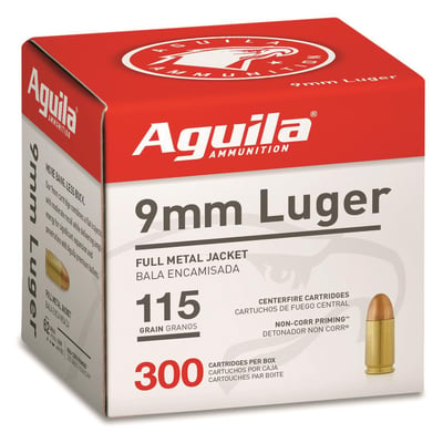 Aguila 9mm FMJ 115 Grain 300 Rounds - $75.15 (Buyer’s Club price shown - all club orders over $49 ship FREE)