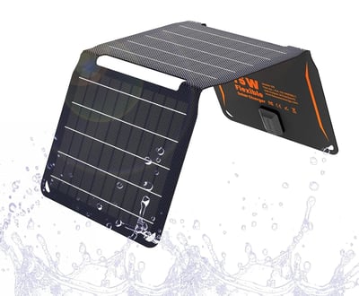 [Upgraded] FlexSolar 15W Small Solar Panel Charger 5V USB Output ETFE Lightweight Foldable Portable Powerfilm Energy IP67 Waterproof Emergency Camping Hiking Backpacking for Cell Phones Fans - $20.98 (Lightning Deal) + FREE Shipping