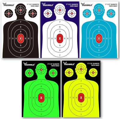 Highwild Shooting Range Silhouette Paper Target - 17x25" (50 Pack, Multicolor) - $16.97 + FREE Shipping