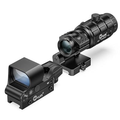 42% off CVLIFE EagleFeather Multiple Reticle Red/Green Dot and Magnifier Combo, 40mm Large Lens Red/Green Dot with 3X Magnifier, Absolute Co-Witness, Open Reflex Optics Sight with Flip-to-Side w/code HGASVDW4  + FREE Shipping