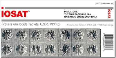 NUKE PILLS iOSAT Potassium Iodide Tablets, 130 mg (14 Tablets) - $12.28 + Free Shipping