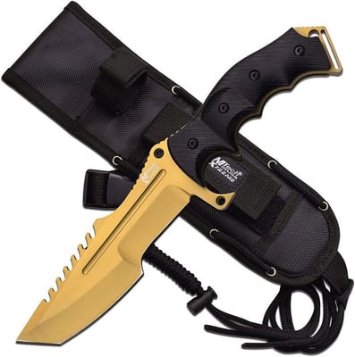 MTech USA Xtreme MX-8054 Fixed Blade Tactical Knife, Black Tanto Blade, Gold G10 Handle 11" - $24.19 + FREE Shipping
