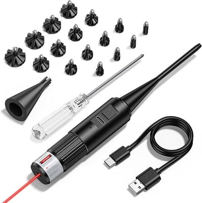 CVLIFE Green/Red Bore Sight Kit for .17 to 12GA Caliber with 16pcs Adapters and Arbor - $16.49 w/code "XEEC3FM7" + FREE Shipping