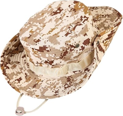Wide Brim Boonie Hat, Men & Women Top Camo Bucket Hat (Desert Digi) - $7.99 + FREE Shipping