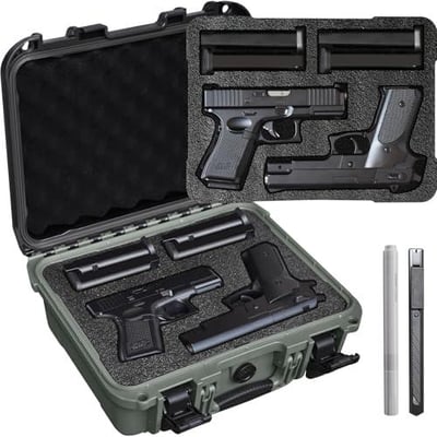 Pistol Case for 2 Handguns – TSA Approved Hard Shell Gun Case with Triple-Layer DIY Customizable Foam Insert 9mm Handgun Storage Box - $25.99 + FREE Shipping