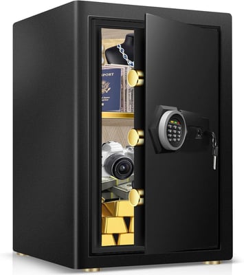 2.8 Cub Home Use Safe Box Fireproof Waterproof, Safety Box with Digital Keypad Sensor Light Key - $89.99 + FREE Shipping