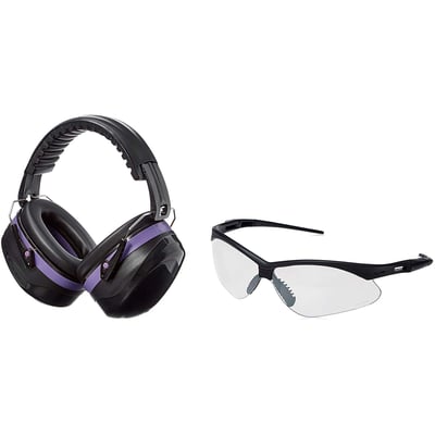 AmazonBasics Safety Ear Muffs in Black and Purple & Safety Glasses in Clear Lens - $10.83 (Free S/H over $25)