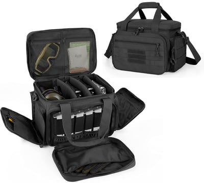 DSLEAF Tactical Gun Range Bag for 4 Handguns, Pistol Shooting Range Bag with 6X Magazine Slots and Extra Pockets for Ammo and Essentials - $39.99 + FREE Shipping