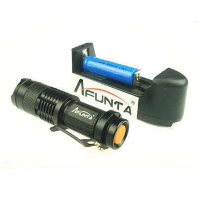 AFUNTA 400 Lumens Mini CREE Q5 LED Zoomable Flashlight (With Rechargeable Battery & Charger) - $11.90 + FSSS* (Free S/H over $25)