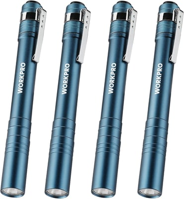 WORKPRO LED Pen Light Set with High Lumens, 8AAA Batteries Included, Blue (4-Pack) - $9.99 (Free S/H over $25)