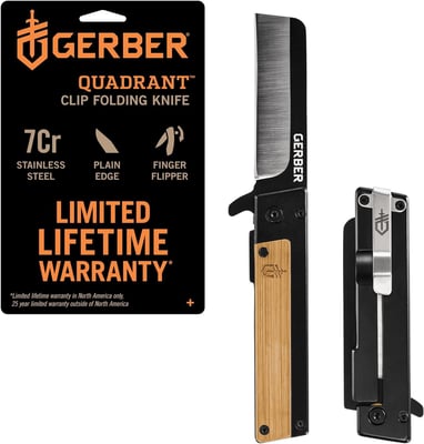 Gerber Gear Quadrant, Straight Edge 2.7" Blade, with Pocket Clip, Bamboo - $24.73 + FREE Shipping