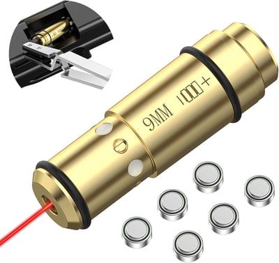 CVLIFE 223 5.56mm/9mm Laser Bore Sighter with Chamber Extractor Tool and 6 Batteries with O-Rings - $11.89 w/code "I3RU6HPJ" + FREE Shipping