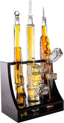 3 Gun Decanter Rack with Glass AR-15, AK-47 and Rifle - $99.95 + FREE Shipping