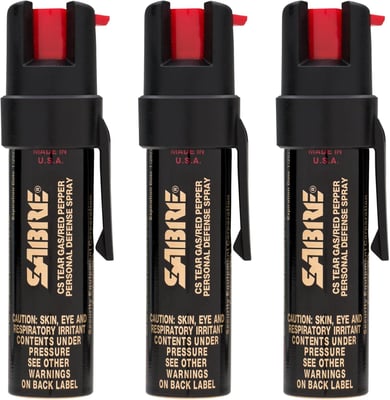 SABRE Advanced Pepper Spray, 3-in-1 Formula Contains Maximum Strength Pepper Spray, CS Military Tear Gas and UV Marking Dye, Compact Belt Clip for Easy Carry and Fast Access, 35 Bursts, 0.67 fl oz - $20.75 + FREE Shipping