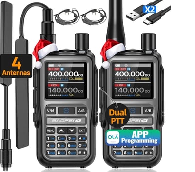 Baofeng UV-5R Mini Ham Radio Long Range Handheld Two Way Radio NOAA Weather Radio Dual PTT Rechargeable Walkie Talkies Longe Range APP Programming USB-C Charging Survival Radio - $32.13 + FREE Shipping