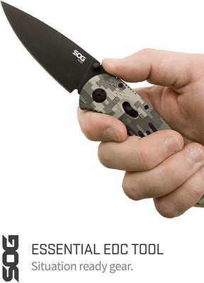 SOG Aegis Knife with Straight Edge Assisted Folding 3.5" Steel Blade and GRN Camo - $65.99 (Free S/H over $25)