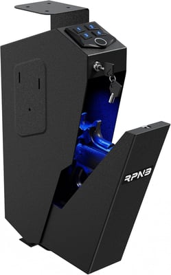 RPNB Mounted Gun Safe,California DOJ Certified Handgun Safe, Auto Open Lid Smart Pistol Safe with Biometric Fingerprint or Keypad Lock - $79.99 + FREE Shipping
