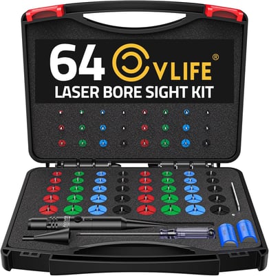 CVLIFE Bore Sight Laser Kit with 64 Adapters fit 0.17 to 12GA Calibers Green Laser - $25.84 w/code "F68ZS3HL" + FREE Shipping