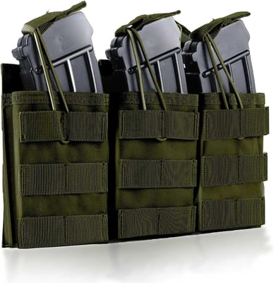 Mag Pouch, Triple Rifle Magazine Holster with Quick Release Magazine Pouch Insert for with Adjustable Bungee Straps for Easy Carry and Use - $2.99 + FREE Shipping