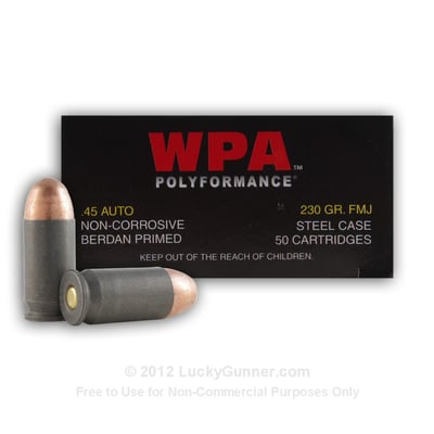 Wolf WPA 45 ACP 230 gr FMJ 500 Rounds - $270