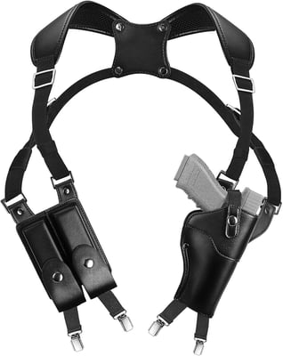 Yigerlee Adjustable Vertical Gun Holster with Double Magazine Pouch, Made from Soft Microfiber Leather - $30.99 + FREE Shipping