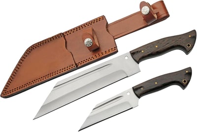 Rite Edge SZCO Full Tang Hunting Knife Set 9" & 13" Fixed Blade Wood Handle, Stainless Steel Blade & Sheath - $12.99 + FREE Shipping