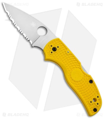 Spyderco Native 5 Salt Lockback Knife Yellow FRN (3" Satin Full Serr) C41SYL5 - $130.20 (Free S/H over $99)