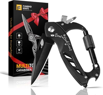 Multitool Carabiner with Pocket Knife, BEST DAD EVER Gift, Bottle Opener, Window Breaker and Screwdriver, Survival Gear for Camping Hiking - $6.89 + FREE Shipping