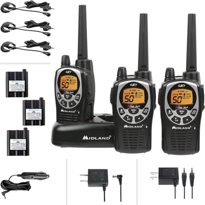 Midland Walkie Talkie Long Range Two-Way Radio 50 Channel GMRS Radio 142 Privacy Codes, SOS Siren, NOAA Weather Alerts, Weather Scan 3-Pack - $99.99 (Free S/H over $25)