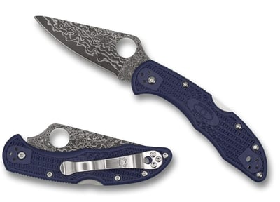 Spyderco Delica KnifeJoy Exclusive KJ Steel Blue FRN Damascus Knife - $99.95 + FREE Shipping