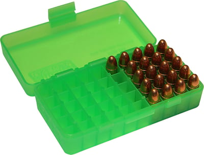MTM 50 Round Flip-Top Ammo Box 380/9MM Cal (Clear Green) - $2.79 Shipped
