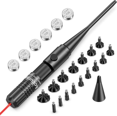EZshoot Bore Sight Kit for .17 to 12GA Calibers with Button Switch Red Laser - $12.38 w/code "ZMB1214CODE" + 17% PED + FREE Shipping