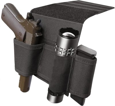 Bedside Pistol Holster, Tactical Bed Side Gun Holster, Under Mattress Handgun Holster with Flashlight Loop Holder (Black) - $9.99 + FREE Shipping