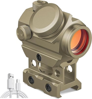 MidTen Rechargeable Red Dot 1x20mm 2 MOA Waterproof & Shockproof & Fog-Proof with Lower 1/3 Co-Witness Riser - $24.74 w/code "8Q9RCX7X" + FREE Shipping
