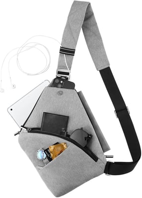 VADOO Sling Bag, Anti theft Crossbody Bag with RFID & Waterproof Lightweight Shoulder Chest Casual Daypack, Grey - $7.99 + FREE Shipping