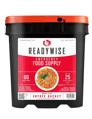 READYWISE - Entree Grab & Go Bucket, 60 Servings, Emergency, MRE Supply, Premade, Freeze Dried Survival Food for Hiking, Adventure & Camping Essentials, Individually Packaged, 25 Year Shelf Life - $79.73 + FREE Shipping