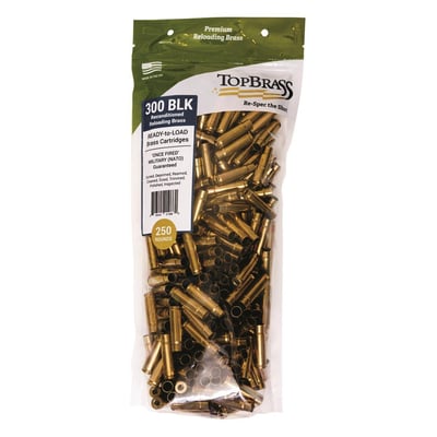 Top Brass Unprimed Remanufactured Rifle Brass, .300 AAC Blackout., 250-pk. - $67.44 (Buyer’s Club price shown - all club orders over $49 ship FREE)