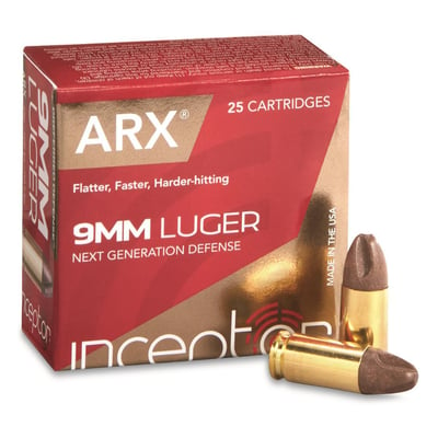 Inceptor Preferred Defense 9mm ARX 65 Grain 25 Rounds - $11.39 (Buyer’s Club price shown - all club orders over $49 ship FREE)