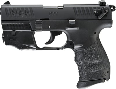 Walther P22Q .22 LR 3.4" barrel 10 Rnds w/Laser Black - $359.99 