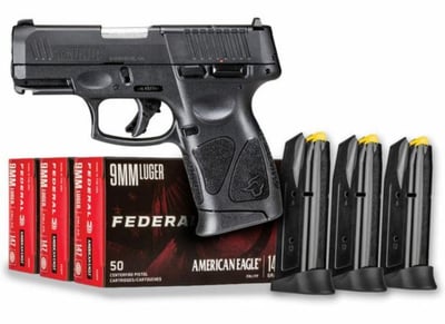 *Bundle Deal* Taurus G3C TORO Bundle 9mm 3.2" Barrel 10-Rounds w/ 3 12-Round Mags, 3 Boxes Federal 9mm Ammo - $329.99 ($19.99 S/H on Firearms / $15.99 Flat Rate S/H on ammo)