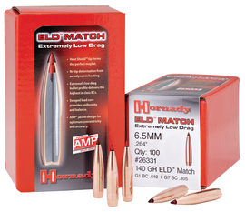 HORNADY 6.5mm .264 140Gr ELD-Match Bullets 100pk - $35.25