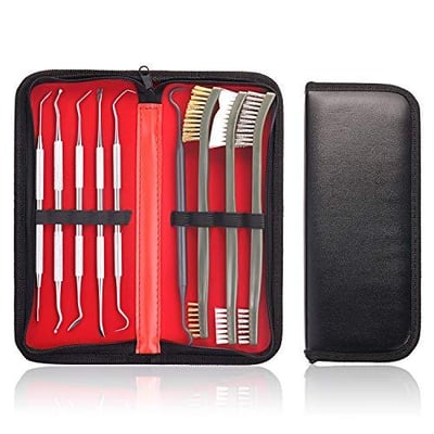 EAmber Gun Cleaning Brushes Picks Kit Set Brass Copper Steel Nylon Stainless Steel Ploymer Pick Set Bristle Brushes (Stainless-Steel) - $11.98 + FREE Shipping